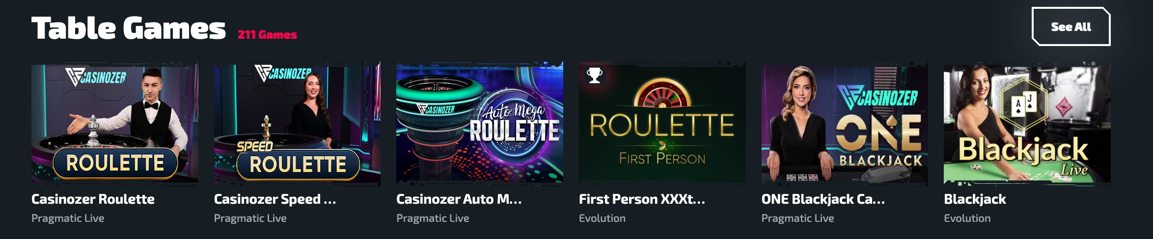 Jeux de table sur le casino zer