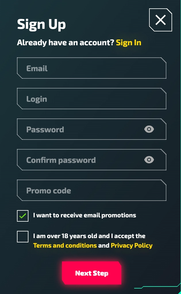 Inscription sur le site du casino Zer